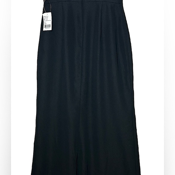 NWT Dessy Collection Black Cowl-Neck Wide Strap Crepe Trumpet Gown Front Slit 2R - Picture 10 of 16